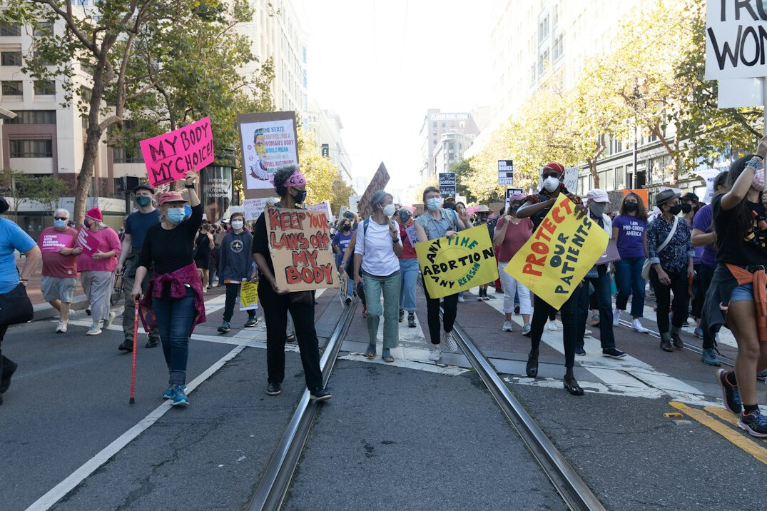 protest march in city